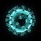 Covid-19 coronavirus design. Microscopic of single virus cell isolated on black background, 3d rendering