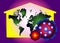 Covid 19, Coronavirus on the Earth. Stay at home. World map icon hidden in the house. Vector horizontal illustration