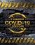 Covid-19 Coronavirus lockdown sign on old brick wall background