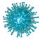 COVID-19 Coronavirus microscopic, cian virus with white background