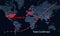 COVID-19 coronavirus pandemic with a graph of infection growth on the global map with red dots of infection centers