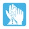 Covid 19 coronavirus prevention washing hands warning block style icon