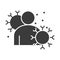 Covid 19 coronavirus social distancing, preventing people virus disease, outbreak spreading vector silhouette style icon