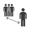 Covid 19 coronavirus social distancing prevention, avoid crowded places, outbreak spreading vector silhouette style icon