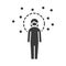 Covid 19 coronavirus social distancing prevention, woman protection, outbreak spreading vector silhouette style icon
