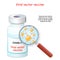 Covid-19 coronavirus. Viral vector vaccine. vaccine vial and magnifying glass