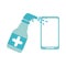 Covid 19 coronavirus, wipe phone with alcohol spray bottle, prevention outbreak disease pandemic flat design icon