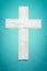 Covid-19, The Cross, Medical mask cross on blue background, blank poster, text input, Poster, Banner, Used to design advertisement