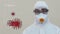 Covid-19 Global Pandemic Virus Animated Background Global Epidemic. Doctor virologist in suit and glasses. Portrait of