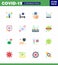 Covid-19 icon set for infographic 16 Flat Color pack such as medical, supervision, care, medical, washing