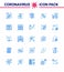 Covid-19 icon set for infographic 25 Blue pack such as health, fitness, wear, drugs, people