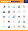 Covid-19 icon set for infographic 25 Flat Color pack such as hands, ship, paper, cruise, research