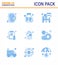 Covid-19 icon set for infographic 9 Blue pack such as bacterial, report, bed, medical, clipboard