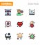 Covid-19 icon set for infographic 9 Filled Line Flat Color pack such as beat, safety, virus infection, protection, medical monitor