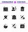 Covid-19 icon set for infographic 9 Solid Glyph Black pack such as education, ribbon, check list, medical, cancer