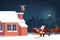 COVID-19 infographic of cute Christmas character, Santa Claus wear surgical mask controlling the drone to send a present gift for