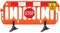 COVID-19 lockdown cordon containment barricade, obstacle detour road barrier fence, yellow biological hazard danger warning red