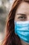 COVID-19 Pandemic Coronavirus young red-haired girl tourist in a medical mask against Coronavirus Disease 2019 in the