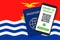 Covid-19 Passport on Kiribati Flag Background. Vaccinated. QR Code. Smartphone. Immune Health Cerificate. Vaccination Document.