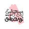 Covid-19 prevention cute hand drawn sticker, coronavirus quarantine concept. Lettering doodle phrase - Everything will be okay.