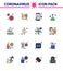 Covid-19 Protection CoronaVirus Pendamic 16 Flat Color Filled Line icon set such as test, lab, water, flask, mobile