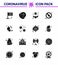 Covid-19 Protection CoronaVirus Pendamic 16 Solid Glyph Black icon set such as hand, scientist, coronavirus, no, diagnosis