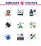 Covid-19 Protection CoronaVirus Pendamic 9 Filled Line Flat Color icon set such as flask, pills, medical monitor, medical, virus