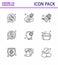 Covid-19 Protection CoronaVirus Pendamic 9 Line icon set such as  cold, germs, virus infected, bacteria, warning