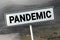 Covid-19 road and road sign with word - pandemic. Danger travel coronavirus concept