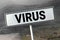 Covid-19 road and road sign with word - virus. Danger travel coronavirus concept