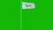 Covid-19 stamp flag waving in the wind. Sign of Coronavirus. Coronavirus flag isolated on green screen