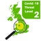 Covid-19 UK Threat Level 2 Green with a map and magnifying glass