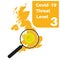 Covid-19 UK Threat - Level 3 Yellow with map and magnifying glass