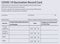 Covid 19 vaccination record card in both English and Spanish languages. Individual record for use during the covid 19 coronavirus