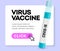 Covid-19 vaccine banner. Coronavirus vaccination, medical vector illustration on white background. Pharmacy online