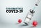 Covid-19 vaccine vector banner. Covid-19 vaccine bottle and injection syringe