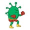 Covid-19 virus with boxing gloves
