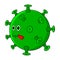 Covid 19 virus. Cute beautiful cartoon coronavirus icon with green face.
