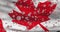 COVID-19 virus pandemic in Canada. Canadian national flag with coronavirus