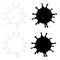 COVID-19. Virus sars, virion. Coronavirus monochrome icon set. Symbol art design elements stock vector illustration