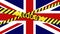 COVID-19 warning Black and Yellow ribbon on BRITISH FLAG illustration, Coronavirus united kingdom danger area, Great Britain