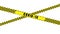 COVID-19 warning Black and Yellow ribbon tape on isolated white background, Coronavirus danger area, Police cordon to forbid