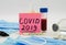 COVID-2019 on a sticker on the background of medical masks., Means of protection against coronavirus infection.Novel Coronavirus