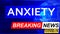 Covid and anxiety in breaking news - stylized tv blue news screen with news related to corona pandemic and anxiety, 3d