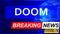 Covid and doom in breaking news - stylized tv blue news screen with news related to corona pandemic and doom, 3d illustration