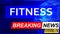 Covid and fitness in breaking news - stylized tv blue news screen with news related to corona pandemic and fitness, 3d