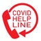 Covid help line icon on white background. Coronavirus helpline sign. Covid-19 prevention. symbol for assistance telephone number