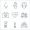 covid line icons. linear set. quality vector line set such as lungs, syringe, alcohol, ambulance, heartbeat, man, hand