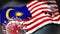 Covid in Malaysia - coronavirus attacking a national flag of Malaysia as a symbol of a fight and struggle with the virus pandemic