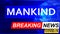 Covid and mankind in breaking news - stylized tv blue news screen with news related to corona pandemic and mankind, 3d